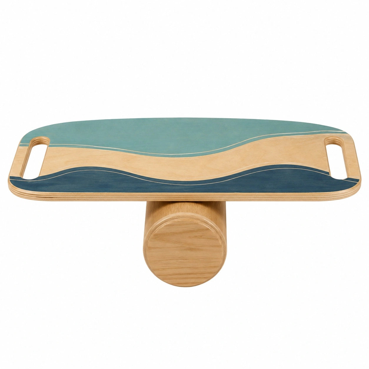 Holz Balance Board Blau/Grün mit Ergonomischem Design