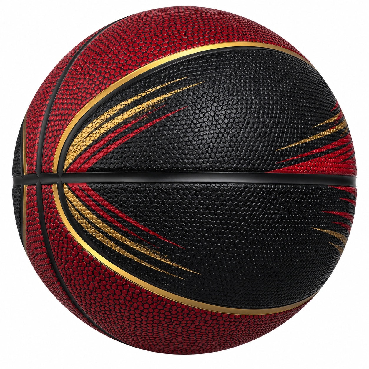 Basketball in Schwarz, Rot und Gold für Outdoor und Indoor