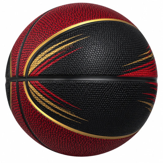 Basketball in Schwarz, Rot und Gold für Outdoor und Indoor