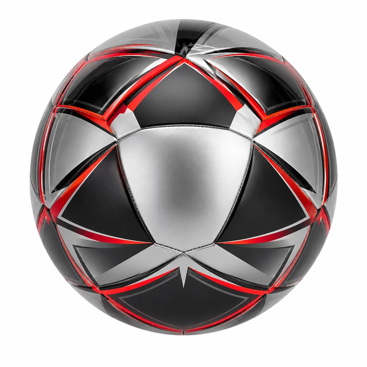 Fußball mit Rot/Schwarz/Silber Design