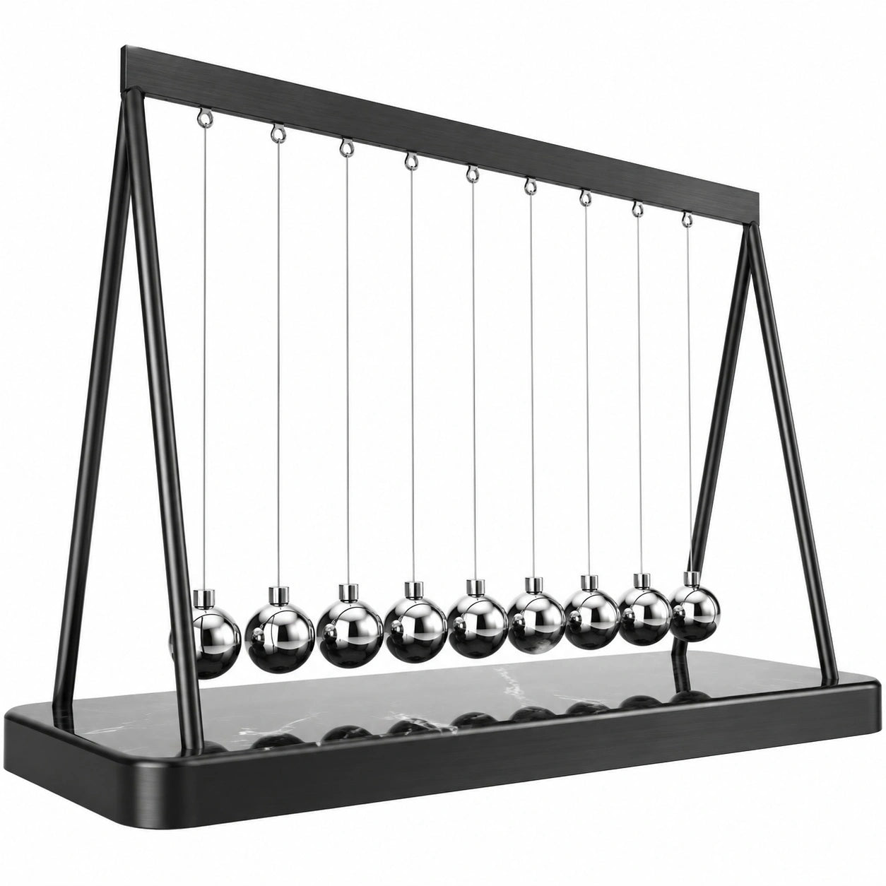 Newton-Pendel Schreibtischdekoration Silber Schwarz mit 9 Kugeln