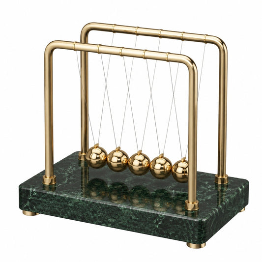 Newton Pendel Kugelspiel Gold Grün Marmor