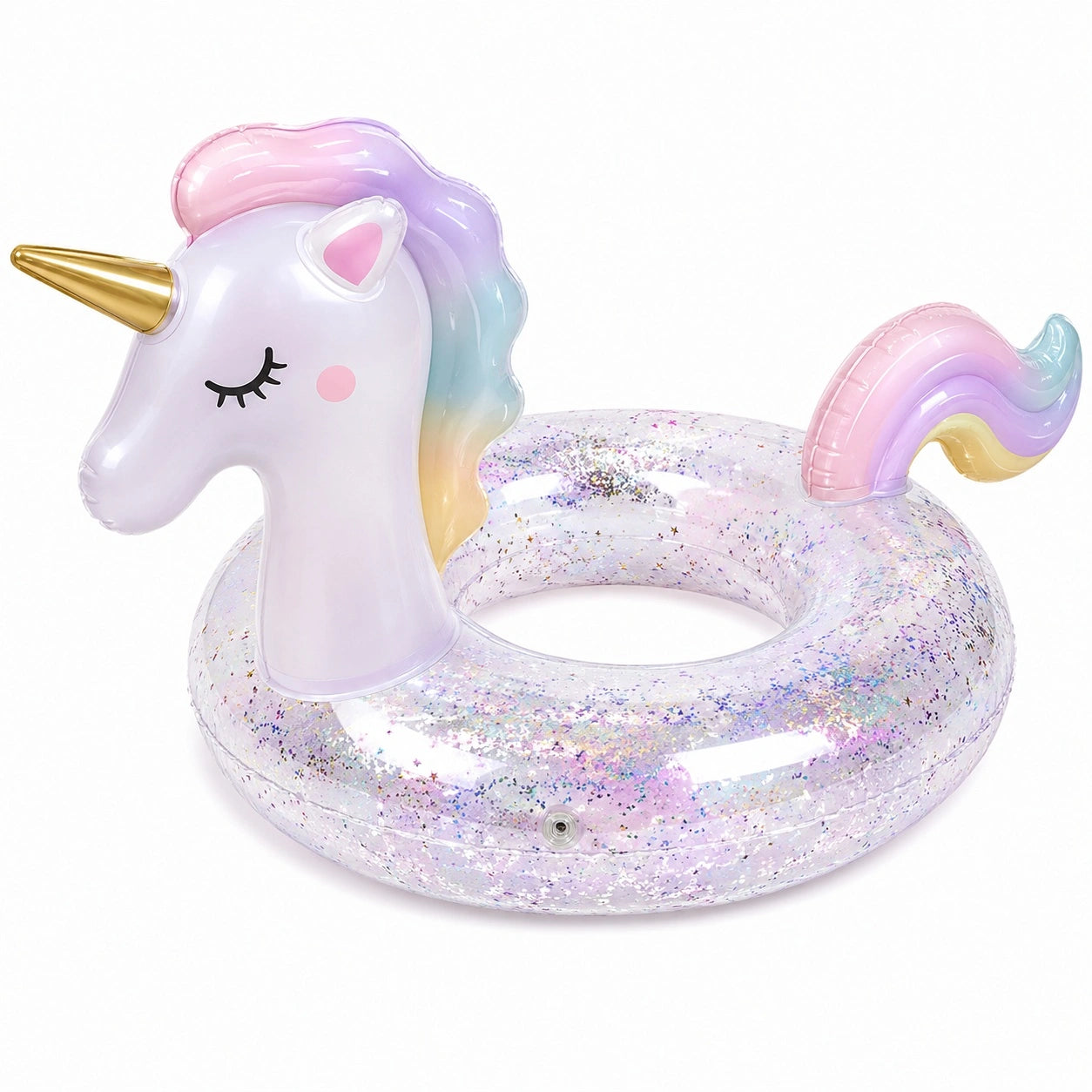 Einhorn-Glitzer-Schwimmring für Kinder, Transparent/Mehrfarbig